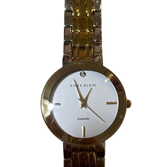 ANNE KLEIN AK1111 Two-Tone Diamond Accent Quartz Watch 6-6.5\